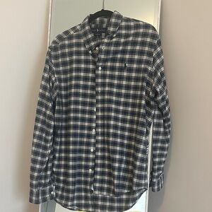 Ralph Lauren Navy and White Plaid Casual Button Down Shirt